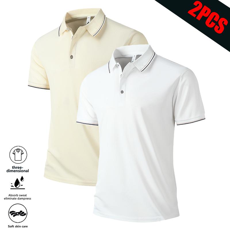 LIFE KEEPS MOVING Men's Regular Fit Solid Color Buttoned Sports Polo Shirt, Short Sleeve Turn-Down Collar Top, Suitable for Golf Outdoor Activities, Casual Comfortable Breathable Menswear