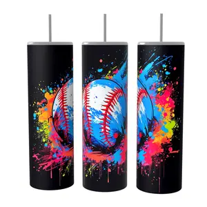 Baseball  20 oz Tumbler Coffee Drinkware Insulated Lid Skinny Portable