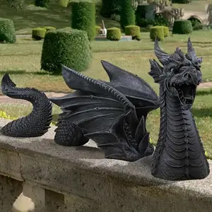 Gothic Dragon Design Garden Statue, Creative Dragon Sculpture, Indoor Outdoor Decor, Unique Gothic Decorative Sculpture for Home, Patio, Yard