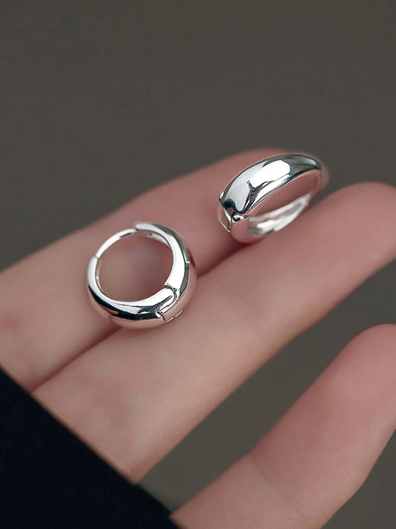 S925 Sterling Silver Simple Plain Color Hoop Earrings, Fashion Jewelry for Party, Daily Clothing Decor, Trendy All-match & Exquisite Jewelry for Birth