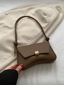 Vintage Lightweight Business Casual Bag, Flap Crossbody Purse, Casual Handbag Satchel, Chocolate Color PU Material, Suitable for Women, Students, Office, Travel, Outdoor Use