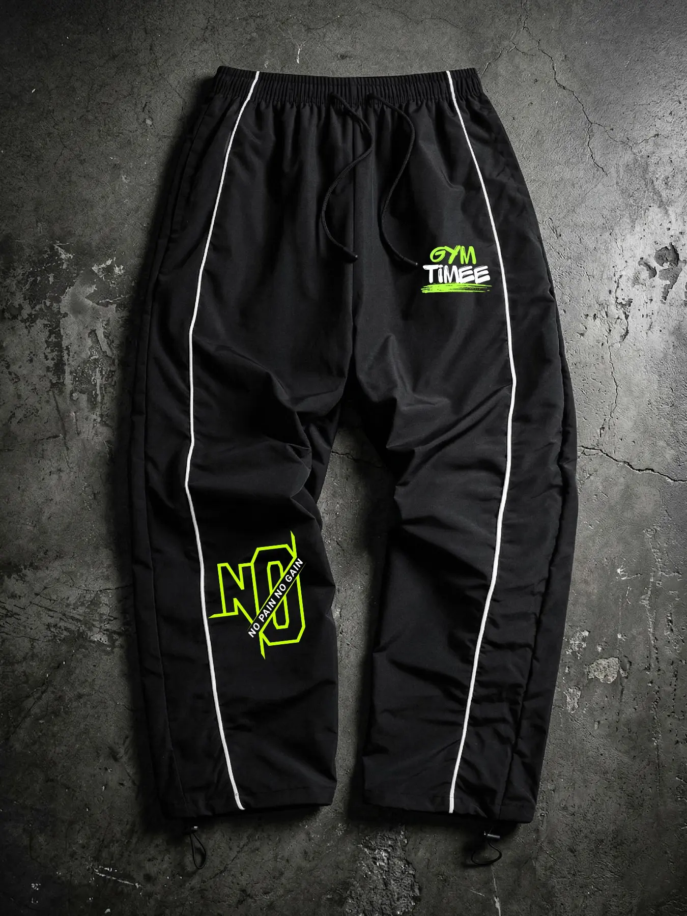 Men's GYM Letter Print Trendy Sporty Pants with Lines, Gym Workout Running Trousers with Side Pockets, Athletic Quick Dry Breathable Sweatpants, Tracksuit Bottoms, Drawstring Elastic Waist, Adjustable Cuffs, Sports Bottoms, Activewear Bottoms