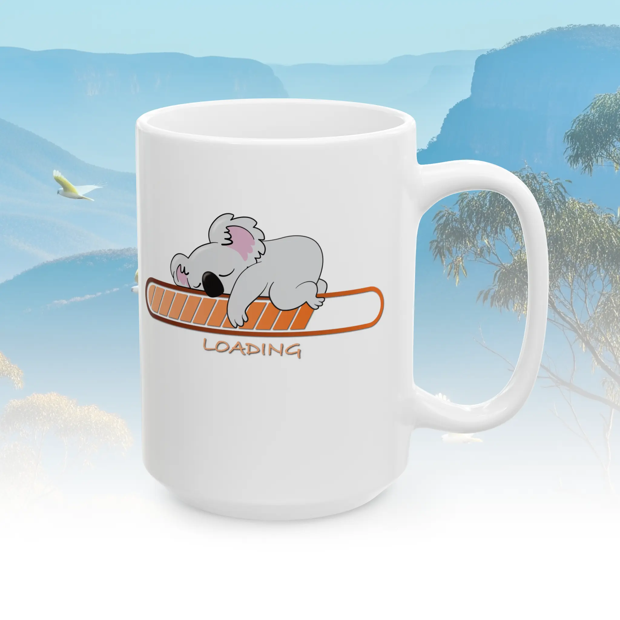 Sleepy Koala Loading Ceramic Mug 11Oz Glossy Reusable Washable Sturdy Tumbler for Coffee & Tea Kitchen Drinkware Office Desk Decor Microwave Safe Dishwasher Ready - Reuse