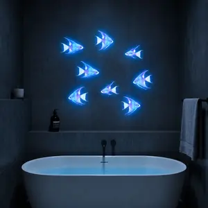 Glow in the Dark Fish Decals, Luminous Blue Angelfish Wall Art. Waterproof Bathroom & Bathtub Stickers. Calming Ocean Vibe for Anxiety Relief. Healing Meditation Space Accessories. Soothing Aesthetic Night Decor, Peaceful Room Makeover.