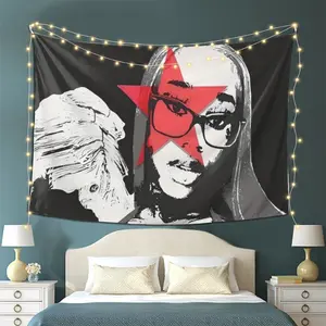 Sexy Rapper Throw Blanket & Wall Hanging Tapestry - Durable Wrinkle-Resistant Soft Polyester, Bold Graphic Print with Red Star Fashion Glasses Design, 60x40 & 60x51 Inch, Perfect for Bedroom Decor, Party Accessory & Gift, Modern Decor Item