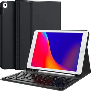 Keyboard Case for iPad 9th Generation 2021 10.2 Inch, Detachable  with Pencil Holder Stand Folio Keyboard Cover for iPad 9th Gen/8th Gen/7th Gen 10.2" (Black)