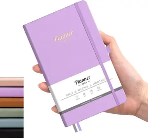 2025 Pocket Calendar Pocket Planner - Monthly and Weekly Planner, 15 Months, Vegan Leather Hardcover, Small Size Pocket Calendar, Purple