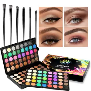 High-Chroma Eyeshadow Palette Shimmer Matte Makeup Bundle Box Waterproof Long-Lasting Blendable Natural Colors Eye Shadow Makeup Set with 5 Brushes Cosmetic Women