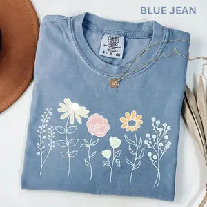 Comfort Colors Daisy TShirt, Boho Floral Cottagecore T-Shirt, Botanical Tee, WildFlower TShirt, Nature Spring T-Shirt for Women - TrendWear USA