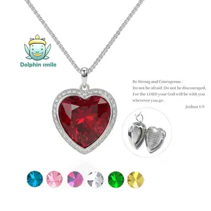 925 Silver Heart Bible Necklace Infinity Love Birthstone Heart Crystal Pendant, Birthday Anniversary Jewelry for Wife stack