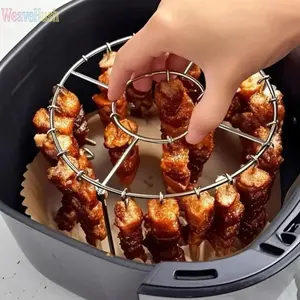 24 Pcs Air Fryer Rack Set, Stainless Steel Vertical Kebab Rack, Round Hanging Skewer Stand for Oven & Air Fryer, Multi-Layer Meat Skewer Holder, Durable BBQ Accessories for Home Kitchen Cooking Grilling