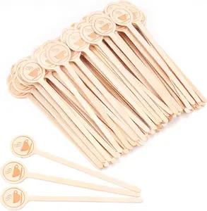 100Pcs Coffee Stirrers 5.9 Inch Natural Wooden Stir Sticks with Round Ends Disposable Biodegradable Cafe Grade Wood Beverage Mixer for Coffee Cocktails Milk Tea