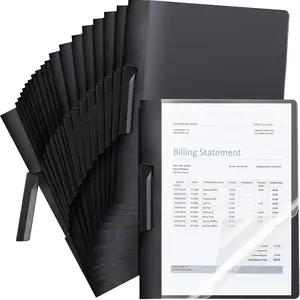 Maitys 25 Pack Durable Clear Report Covers with Clip 11 x 9 in Letter Size Presentation Folders Transparent Front Cover Portfolio Folder Resume Folder Interview Report Folders (Black)