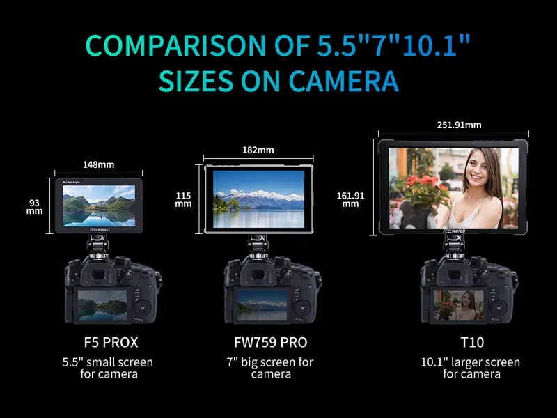 FEELWORLD FW759 PRO 7-Inch 400nit Touchscreen DSLR Camera Field Monitor with F550 Battery, Bag, Sunshade, Gimbal, Cover, Handheld Shell, Micro Cable, 4K HDMI Input, 1280x800 IPS Display for Mobile Videography & Vlog Accessories (Accurate Focus & Exposure)