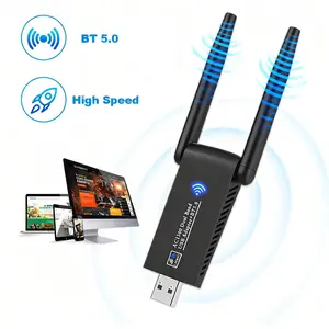 WiFi Adapter for Desktop PC,Supports connection to 5G/2.4G WiFi, 1300Mbps USB WiFi and Bluetooth 5.0 Adapter, Wireless Adapter Dongle, Supports Bluetooth connection for mouse, keyboard, speaker, headphone, Computer Network Adapter, PC Gaming Accessory