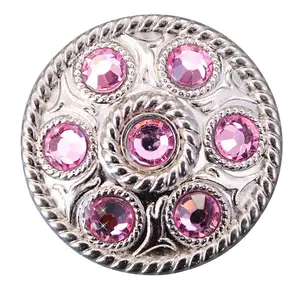 Western Screw Back Concho 1 Pink Crystal Wheel Bling Headstall Cowgirl