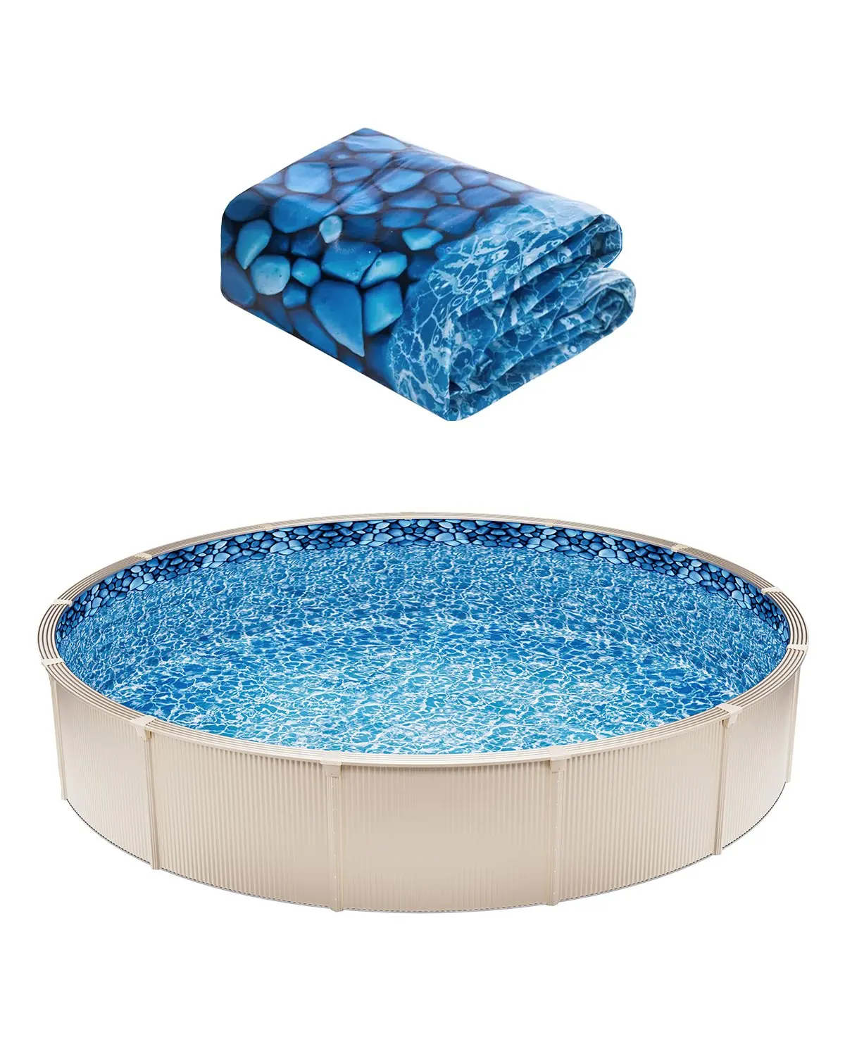 【toolupgrade】VEVOR 21-ft Round Above Ground Pool Liner, Unibead Standard Gauge, 52in Wall Fit, J-Hook/Bead Fit, Steel Sided Compatible, Chlorine-Ready, Leakproof, Feet-Protecting, Outdoor Accessory with Cleaners & Long-Lasting Product Life