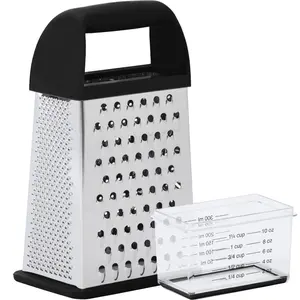 Gorilla Grip XL 4-Sided Cheese Grater With Container, 100% BPA-Free Stainless Steel Box Graters, Parmesan Shredder, Grate Cheeses, Shred Veggies, Slip Resistant Handle, Dishwasher Safe Zester