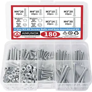 Aimunok Cross Head Bolt Nuts Set, Multiple Sizes, Zinc Plated, Corrosion Resistant, Rust Proof, Durable Hardware Kit