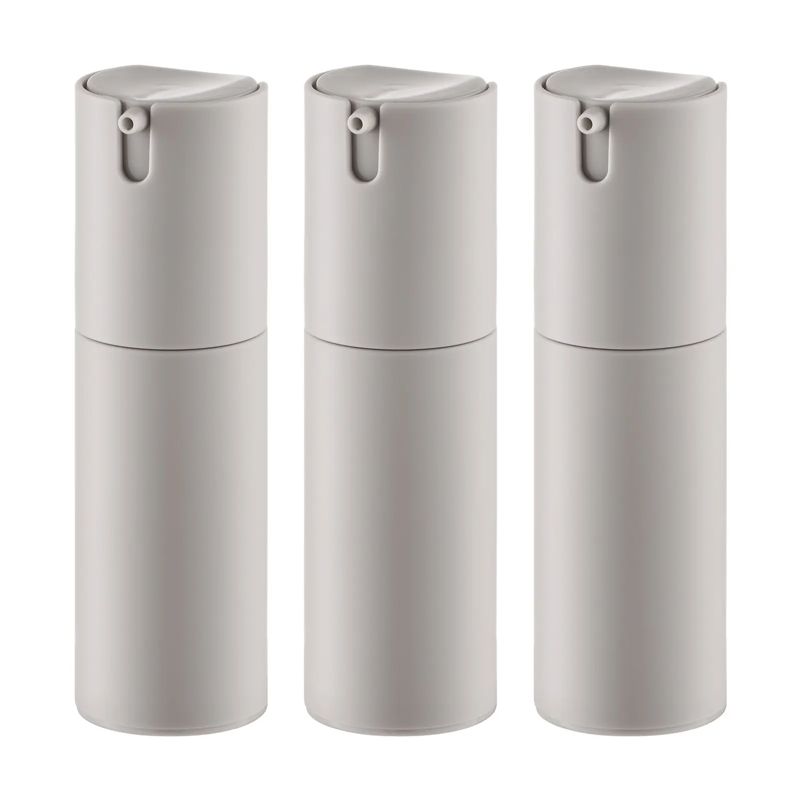Lulupack 1 oz Airless Pump Bottles, Travel Lotion Container, Skincare Containers for Moisturizer (Plastic, Matte Gray, 3Pcs)