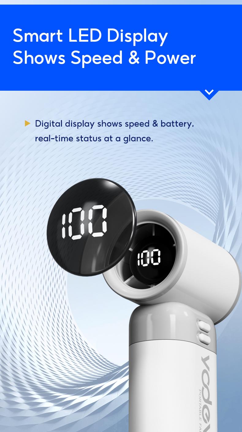 Yodevoe Mini multi-functional handheld fan, powerful turbine portable fan, wind speed 1-100, 20,000 RPM high-speed motor, maximum cooling time 3-13 hours, 3000mAh rechargeable battery, pocket-sized personal travel gadget suitable for both men and women.
