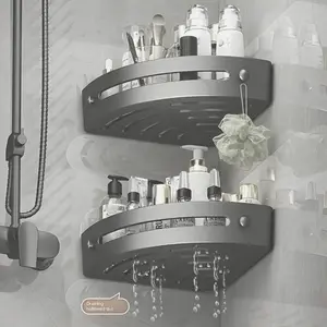 1Pc Triangle Storage Shelf, Bathroom Shower Shelf, Wall Mounted Storage Shelf, Bathroom Kitchen Storage Basket, Bathroom Accessories, Bathroom Shower Organizers