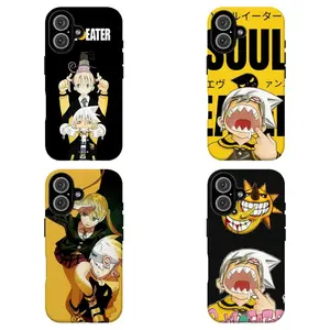 Retro Anime S0ul Eat3r Phone Case Black & Yellow Manga Protective Case For iPhone 11 12 13 14 15 16 17 Pro Max For Samsung S26 S25 S24 S23 S22-Gift Ideas For Him/Her/Fans