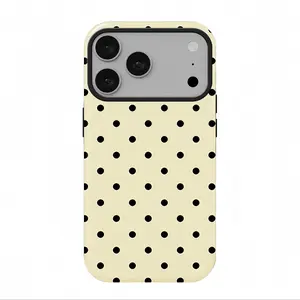 Yellow Polka Dots Phone Case, compatible with iPhone 17 Pro Max, 16, 15, 14, 13 and 12. Dual-layer shockproof protective cover, perfect for gifting.