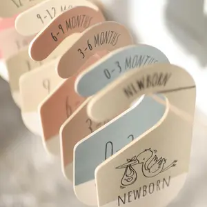 Dreamy Baby Closet Storage Dividers, Wooden Size Tags (newborn-24 Months), Bohemian Infant Room Decor & Organization Essential, Hangers