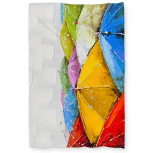 360 Stand Twin Extra Long Duvet Cover Set - Washable Covers with Playful Rain Scene Umbrella Art Print, Vivid Color Design, Textile Bedding Linen for Home Decor, Duvet Cover Sets