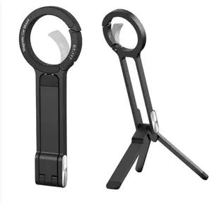 Aluminum Alloy Phone Tripod Stand Carabiner-Mounted for Cellphone, Portable Dual-Sided Magnetic Tripod Desk Mount Phone Handle Holder[Ultra-Light Only 0.22lb] Black Smartphone