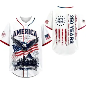 Men's & Women's USA Patriotic Baseball Jersey - 250th Anniversary Shirt, 1776-2026 Independence, Liberty Freedom Print, American Flag Eagle, Vintage 4th of July Fourth of July Women Sport Tee, Red White Blue Stars Stripes U.S. Celebration Top