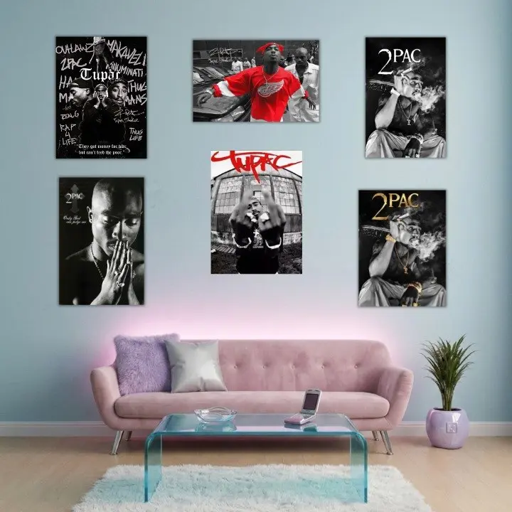 Unframed Poster - Retro Rapper Tupac Hoodie and 2pac Poster – Vintage Hip Hop Graphic HoodiE Style Top Cotton