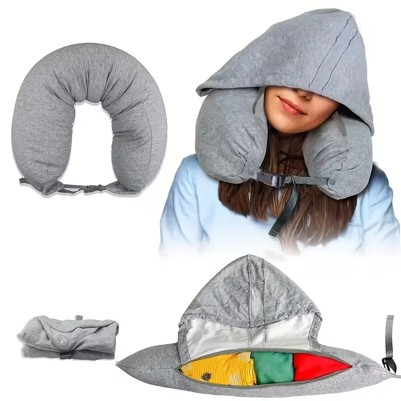 Premium Travel Pillow with Storage Bag, Ultra Soft Neck Support Cushion, Neck Rest Cushion for Airplane Car Bus, Adjustable Washable Cover, Durable Design, Supportive Head Cushion