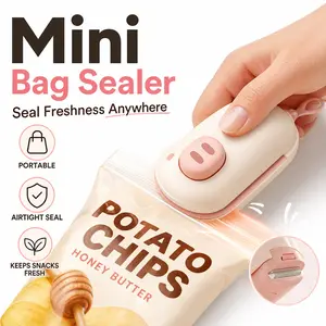 Takara Portable Mini Airtight Heat Sealer - Cartoon Playful Design, Reusable Home Kitchen Storage Gadget for Chips, Cookies to Keep Items Dry and Fresh, Airtight Seal