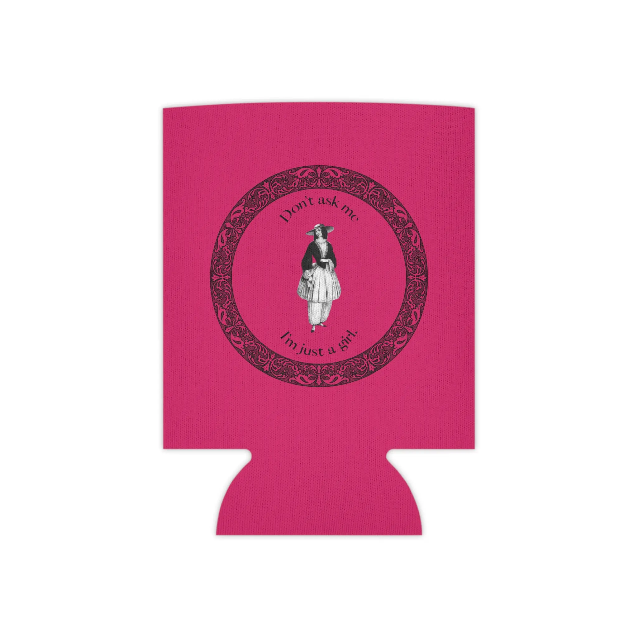 "I'm Just A Girl" Pink Can Cooler, Kitchenware Drinkware Accessory