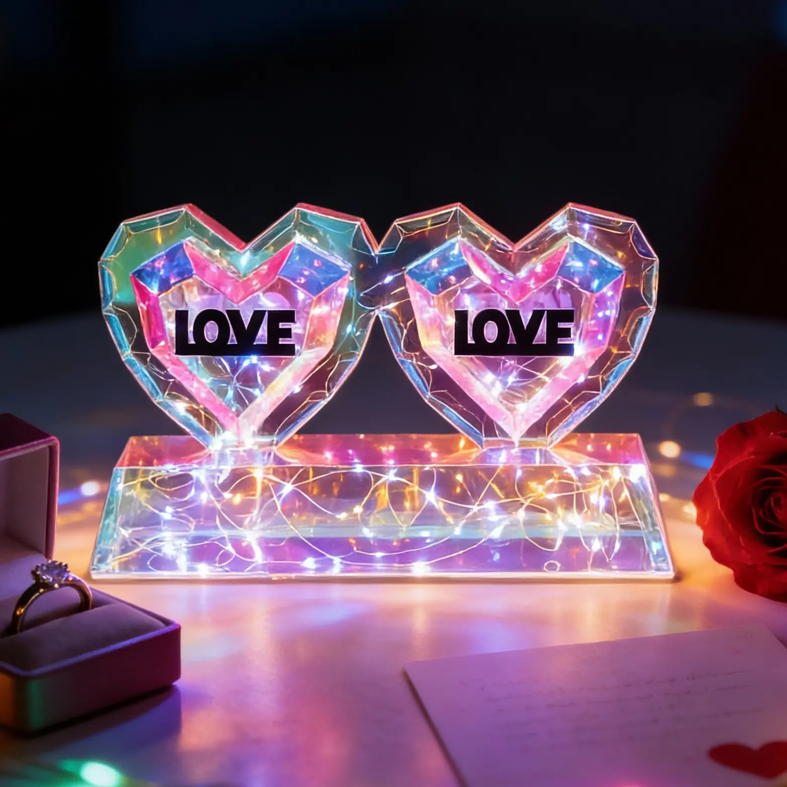 Valentine's Day USB-Powered Pink Heart LED Decorative Lights The perfect choice for weddings, birthdays, Christmas gifts, Thanksgiving, and proposal parties | Elegant gift box packaging, the ideal Christmas present for her