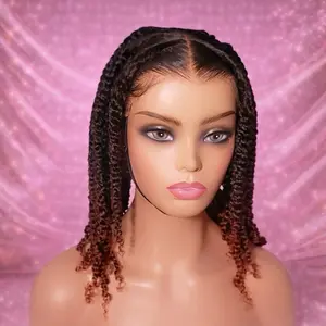 Luxury Braided Lace Front Wig - Ombre Brown to Blonde - Natural Look - High-Quality Human Hair - Perfect for Everyday Wear