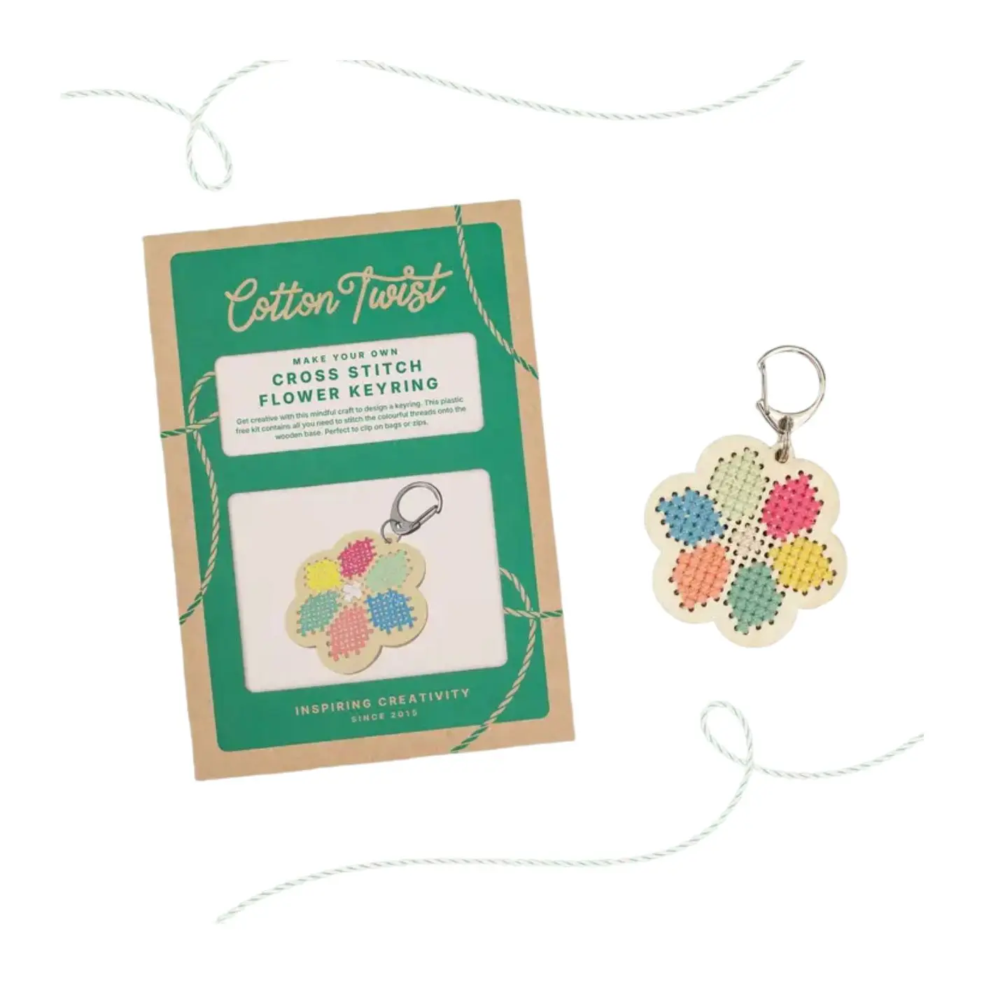 Make Your Own Flower Cross Stitch Keyring by Cotton Twist