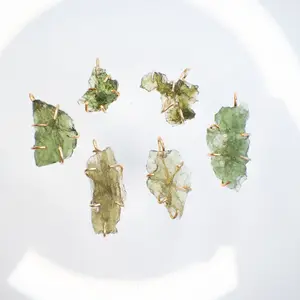 MOLDAVITE Gold or Silver Necklace with certificate of authenticity from Czech Republic, 0.5 gram - 1.5 gram Raw Moldavite pendant, sterling silver 925 or 14k gold filled pendant, real Moldavite from Chlum Czech Republic found in spring 2025