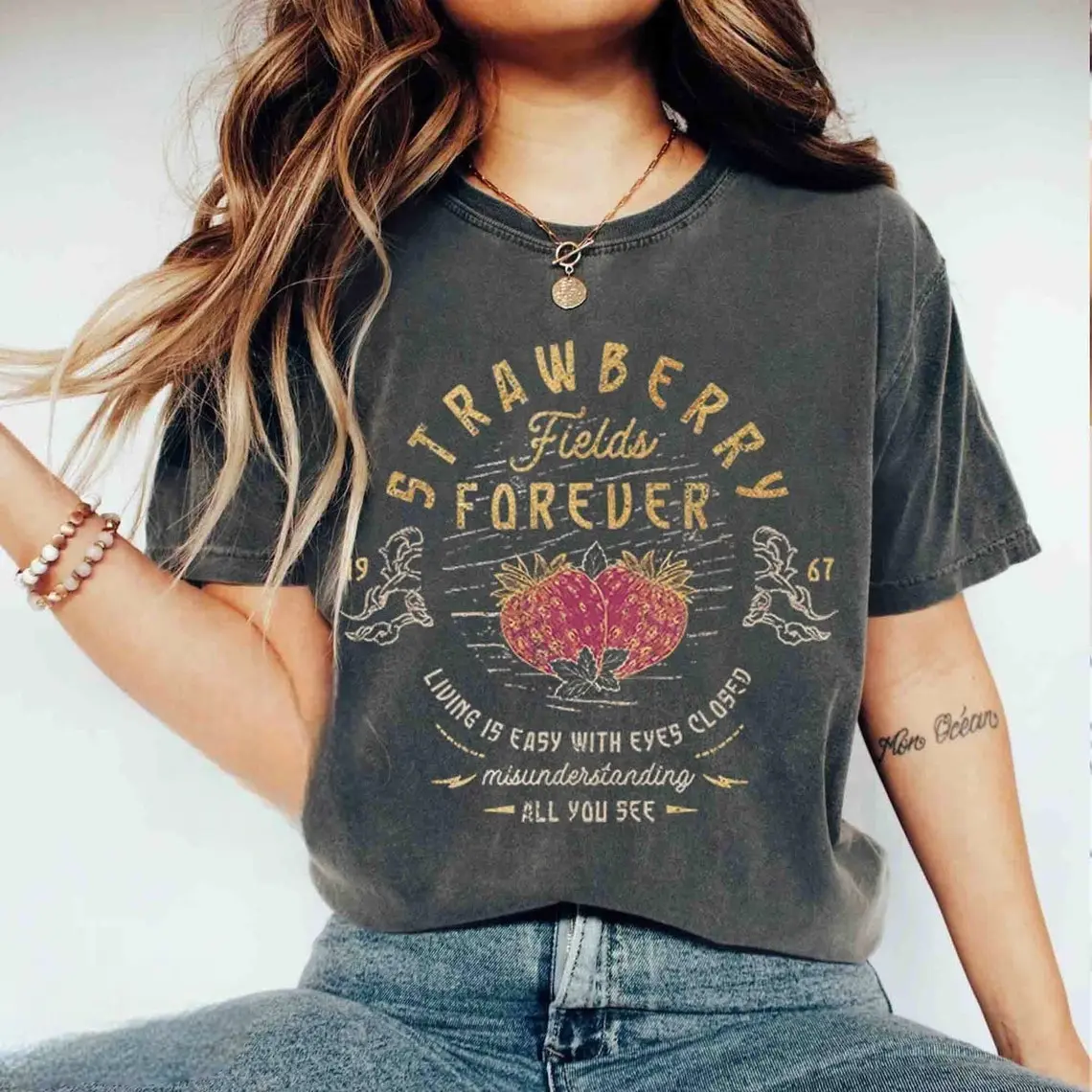 Comfort Color Old School Band Tee, Vintage Retro Band Tee, Beatle Strawberry Fields Rock Band Tee, Oversized Trendy Shirts, Comfort Color Band Shirt