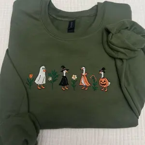 Spooky goose Halloween embroidered spooky season sweatshirt