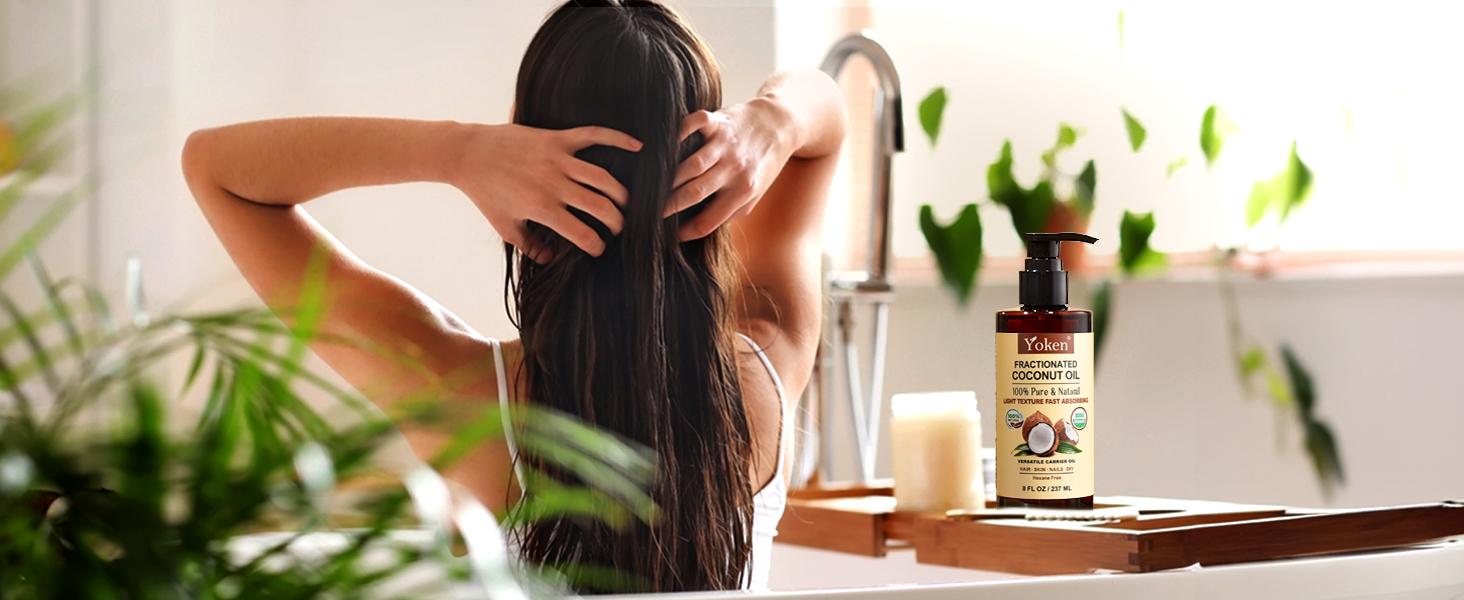 Yoken USDA Organic Fractionated Coconut Oil for Skin, 8 Fl Oz, Pure Liquid Coconut Oil for Face & Body, Lightweight Moisturizer, Unscented, Hexane Free Yoken USDA Organic Fractionated Coconut Oil for Skin, 8 Fl Oz, Pure Liquid Coconut Oil for Face & Body, Lightweight Moisturizer, Unscented, Hexane Free