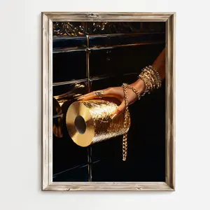 Maximalist Black Woman Wall Art, Afrocentric Fashion Print, Chic Bathroom Decor