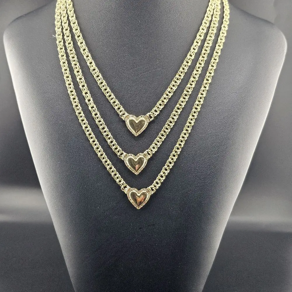 14k Gold Heart Design Necklace - 5mm Thick, Available in 16-in, 18-in, 20-in Lengths, Perfect Gift for Adults for Daily Wear