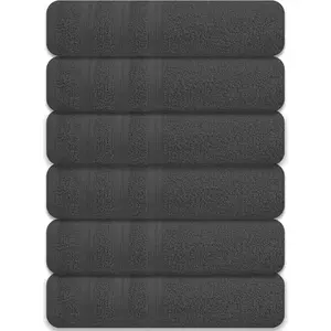 Large Bath Towels Set of 6 – 24" x 50" – 100% Cotton Terry – Durable, Soft & Quick Dry – Grey Multipurpose Towels for Bathroom, Gym, Spa, Pool & Daily Use