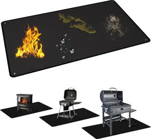 60" x 40" Under Grill Mats for Outdoor Grill, Double-Sided Fireproof Grill Protector Pad, Waterproof, Oil-Proof, Indoor Fireplace/Fire Pit Mat, Easy-Clean BBQ/Grill Floor Mat for Deck, Patio and Lawn