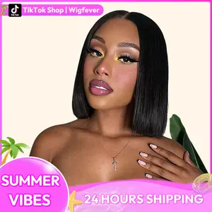 Wigfever Silky Straight Wear Go Real Glueless Bob Wigs Pre Bleached And Pre Cut 7*4 Lace Human Hair Lace Front Wigs Beginner Friendly #Spring Glow-Up