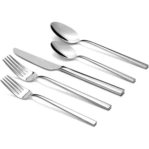 Essen Flatware Set for 4, 20- 18/10 Stainless Steel Silverware Set, Modern Cutlery Set with Mirror Finish, Dishwasher Safe Kitchen Utensil Set, Mother's Day