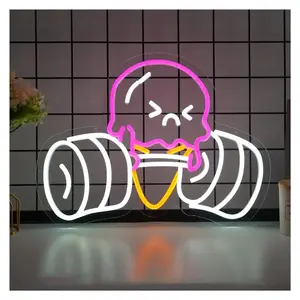 Sign Illuminated Cute Neon Sign Ice Cream Lift The Weight For Club Bedroom Man Cave Gym Room Decor 39x30cm